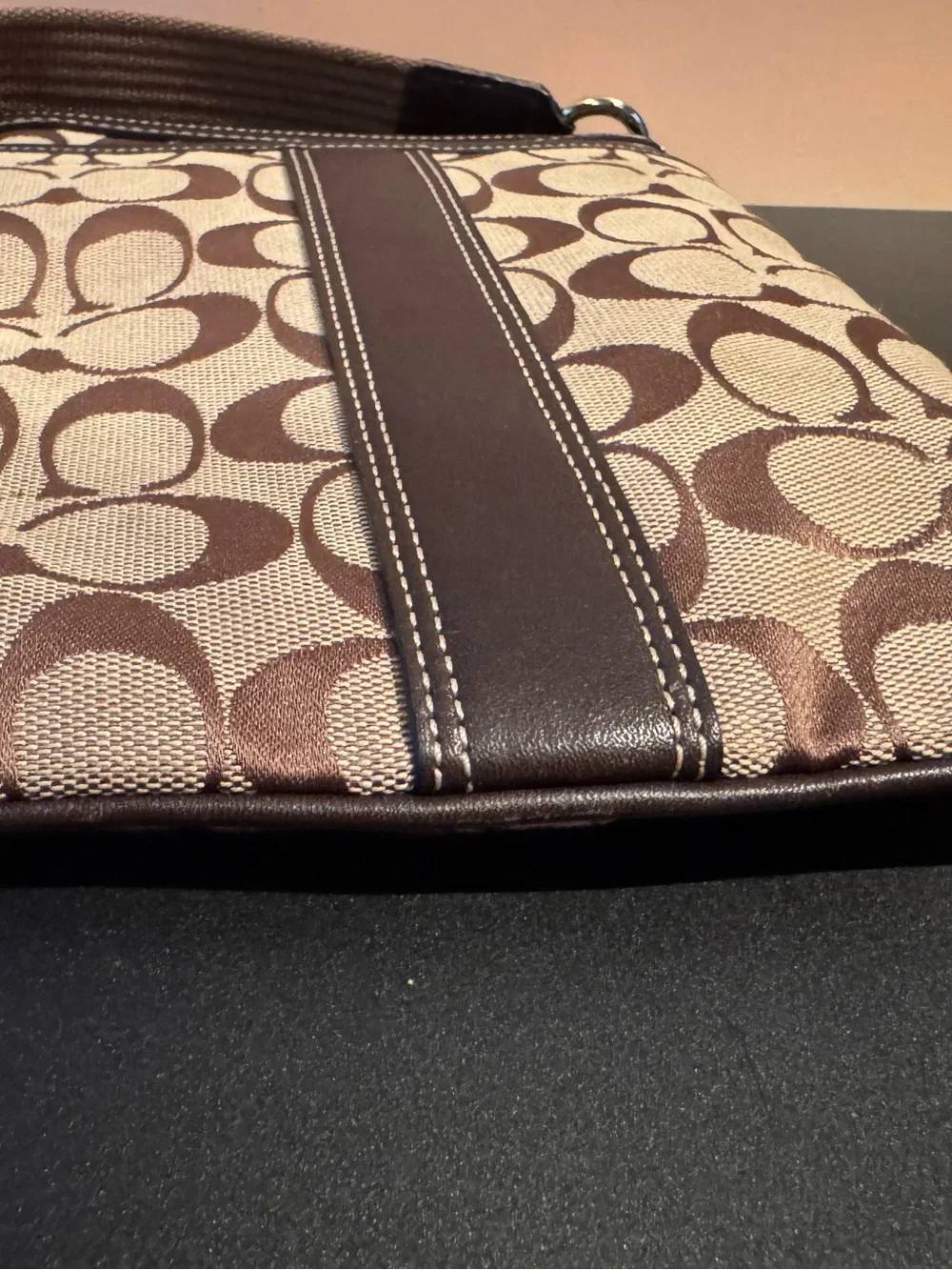 Vintage Coach Signature Crossbody Bag in Brown/Tan